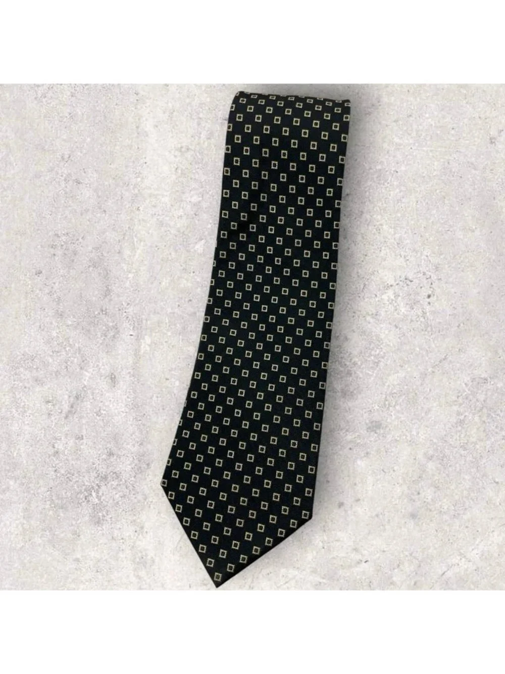 POLO RALPH LAUREN Silk Tie GERMANY Black Beige Purple Geometric W:3.8